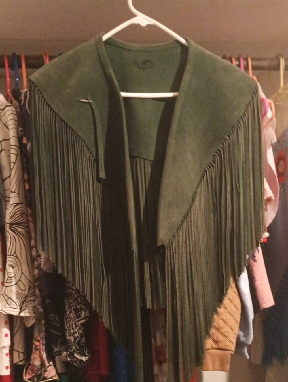 Green Suede Fringe Jacket - Women’s Stylish Fringe Coat